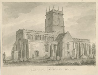 Gnosall kirke: vasketegning av John Buckler