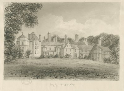 Hagley Hall: sepia-tegning, 1814 av John Buckler
