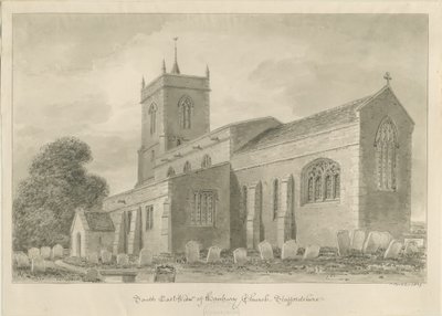 Hanbury Church: sepia vask tegning av John Buckler