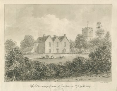 Harborne - Prestehus: sepia-tegning, 1833 av John Buckler