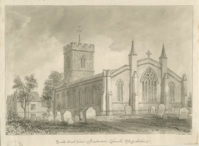 Harborne Church: sepia-tegning av John Buckler