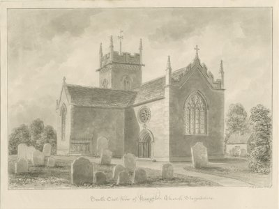 Haughton Church: sepia vasketegning, 1842 av John Buckler