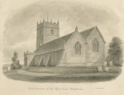 High Offley Church: sepia-tegning av John Buckler