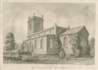 Ingestre kirke: sepia tegning av John Buckler