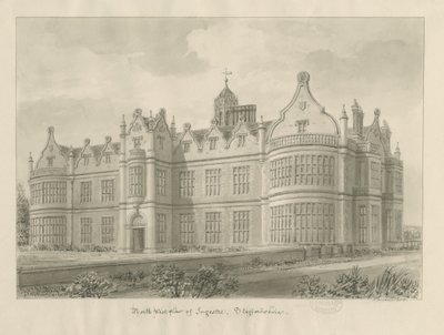 Ingestre Hall: sepia tegning av John Buckler