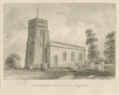 Keele kirke: sepia-tegning av John Buckler