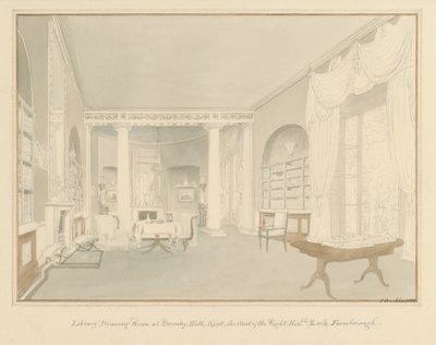 Kent - Bromley Hill - Interiør i Library Drawing Room, 1816 av John Buckler