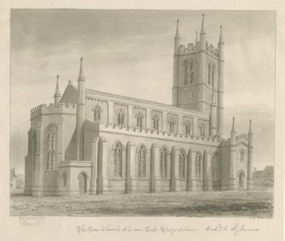 Lane End - New Church: sepia-tegning av John Buckler