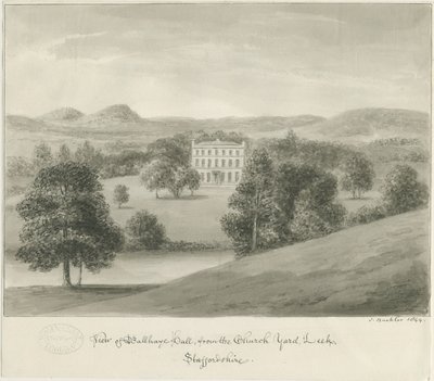 Purre - Ball Haye Hall: sepia-tegning, 1844 av John Buckler