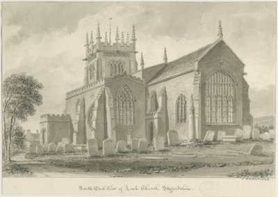 Leek Church: sepia-tegning, 1844 av John Buckler