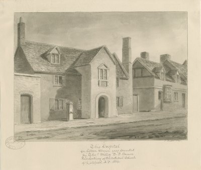 Lichfield - Hospital for Women: sepia-tegning av John Buckler
