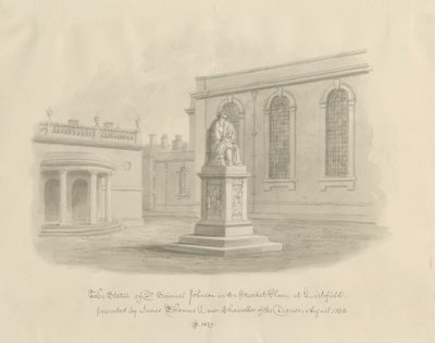 Lichfield - Market Place: sepia-tegning (vignettert) av John Buckler