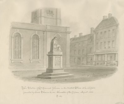 Lichfield - Market Place: sepia-tegning av John Buckler