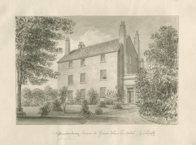 Lichfield - Master's House på St. John's Hospital: sepia tegning av John Buckler