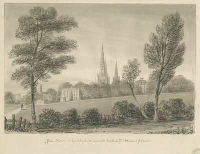 Lichfield - Stowe: sepia-tegning av John Buckler