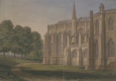 Lichfield Cathedral - North North West View: vannfargemaleri, 184[5] av John Buckler