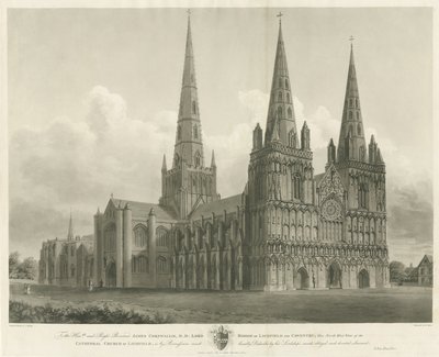 Lichfield Cathedral - North West View: gravering, [1807] av John Buckler