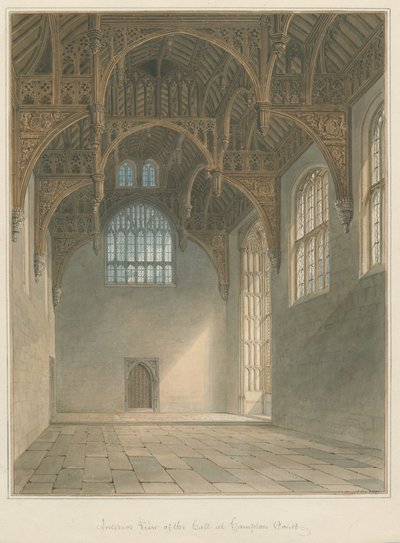 Middlesex - Hampton Court - Interiør i Hall, 1821 av John Buckler