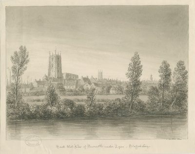 Newcastle-under-Lyme Town: sepia vask tegning av John Buckler