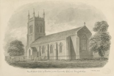 Norton Canes Church: sepia vask tegning av John Buckler