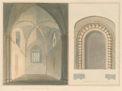 Oxfordshire - Oxford - Chancel and South Entrance of St. Peter in the East Church, 1803 av John Buckler