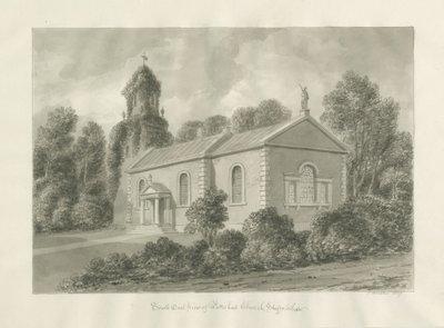 Patshull kirke: sepia tegning av John Buckler