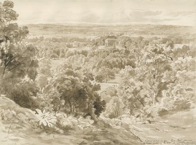 Patshull House and Park: sepia vask tegning av John Buckler