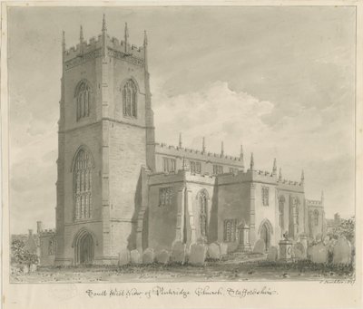 Penkridge Church: sepia-tegning, 1837 av John Buckler