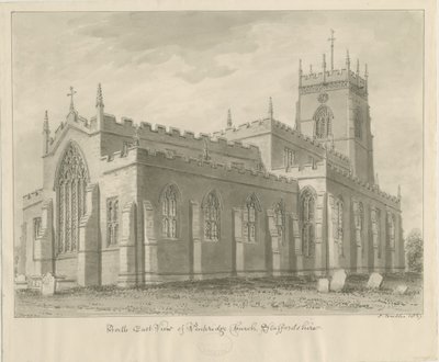 Penkridge Church: sepia-tegning, 1837 av John Buckler