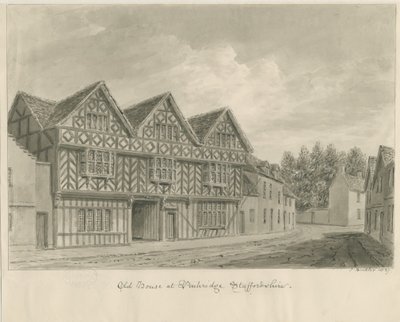 Penkridge Town - Old House: sepia-tegning av John Buckler