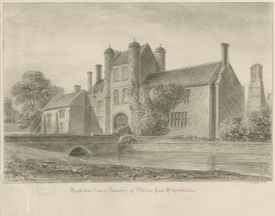 Pillaton Hall: sepia-tegning, 1841 av John Buckler