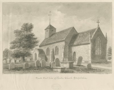 Ranton Church: sepia-tegning, 1842 av John Buckler