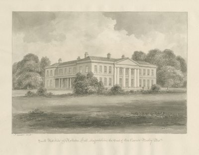 Rolleston Hall: sepia-tegning av John Buckler