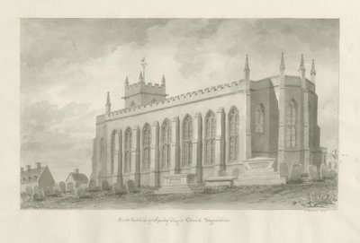 Rowley Regis Church: sepia-tegning, 1847 av John Buckler