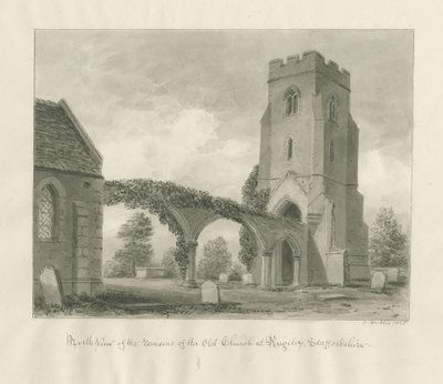 Rugeley Church (gammel): sepia-tegning av John Buckler