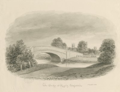 Rugeley Town - Bridge: sepia-tegning, 1842 av John Buckler