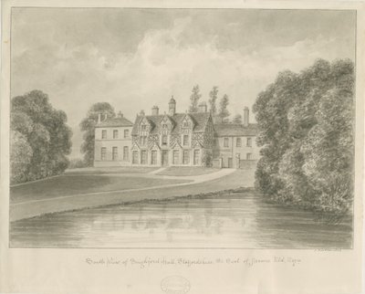 Seighford Hall: sepia-tegning av John Buckler