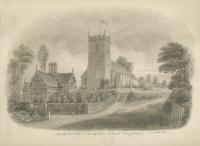 Sheriffhales kirke: sepia tegning av John Buckler
