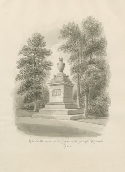 Shugborough - Kattemonument: sepia-tegning av John Buckler