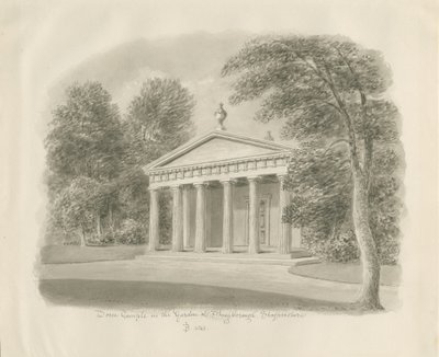 Shugborough - Dorisk tempel: sepia-tegning, 1842 av John Buckler