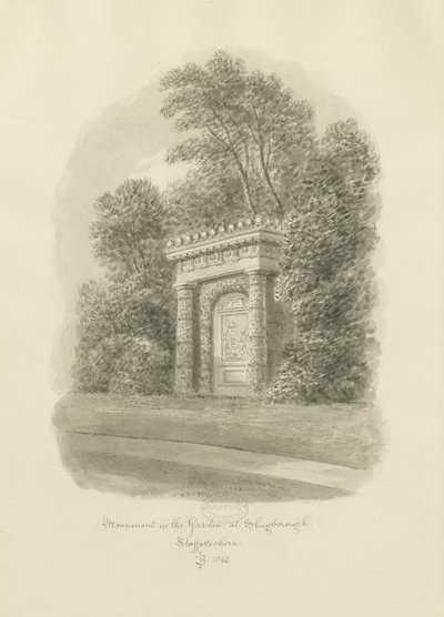Shugborough - Monument: sepia-tegning av John Buckler