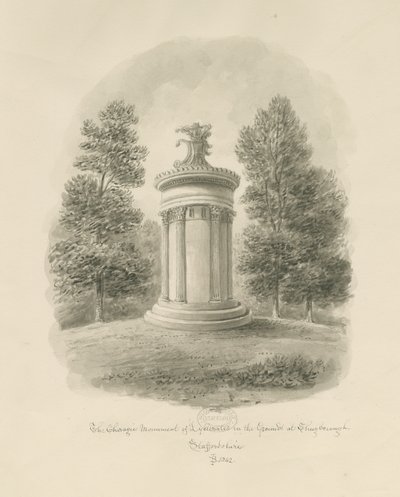 Shugborough - The Choragic Monument of Lysicrates: sepia-tegning av John Buckler