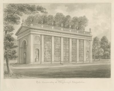 Shugborough Hall - Conservatory: sepia-tegning av John Buckler