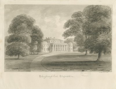 Shugborough Hall: sepia-tegning av John Buckler