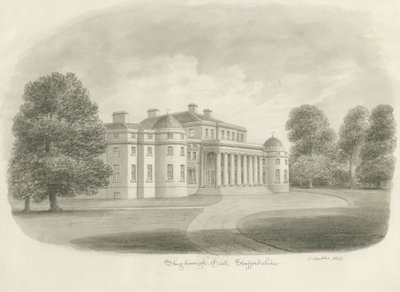 Shugborough Hall: sepia-tegning, 1843 av John Buckler