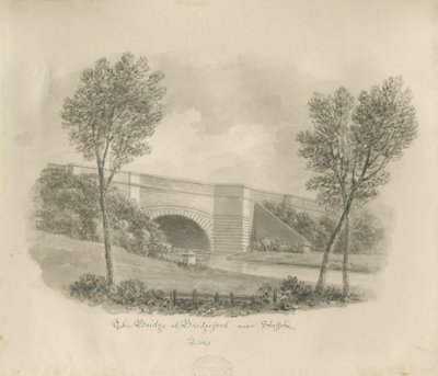 Stafford - Bridge at Bridgeford: sepia-tegning av John Buckler