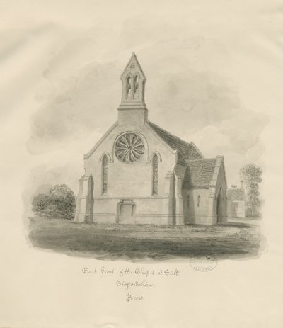 Stafford - Salt Chapel [St. James"]: sepia-tegning av John Buckler
