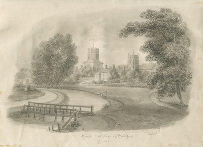 Stafford - South East View: sepia-tegning av John Buckler