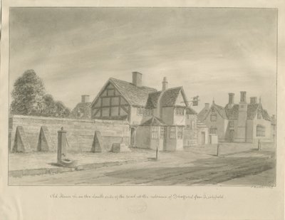 Stafford - [The White Lion Inn]: sepia-tegning, 1842 av John Buckler