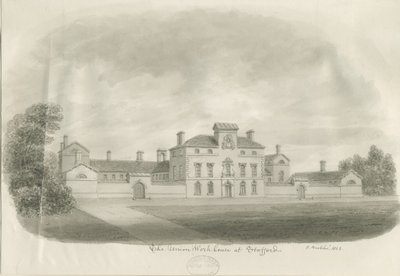 Stafford - Union Workhouse: sepia-tegning av John Buckler